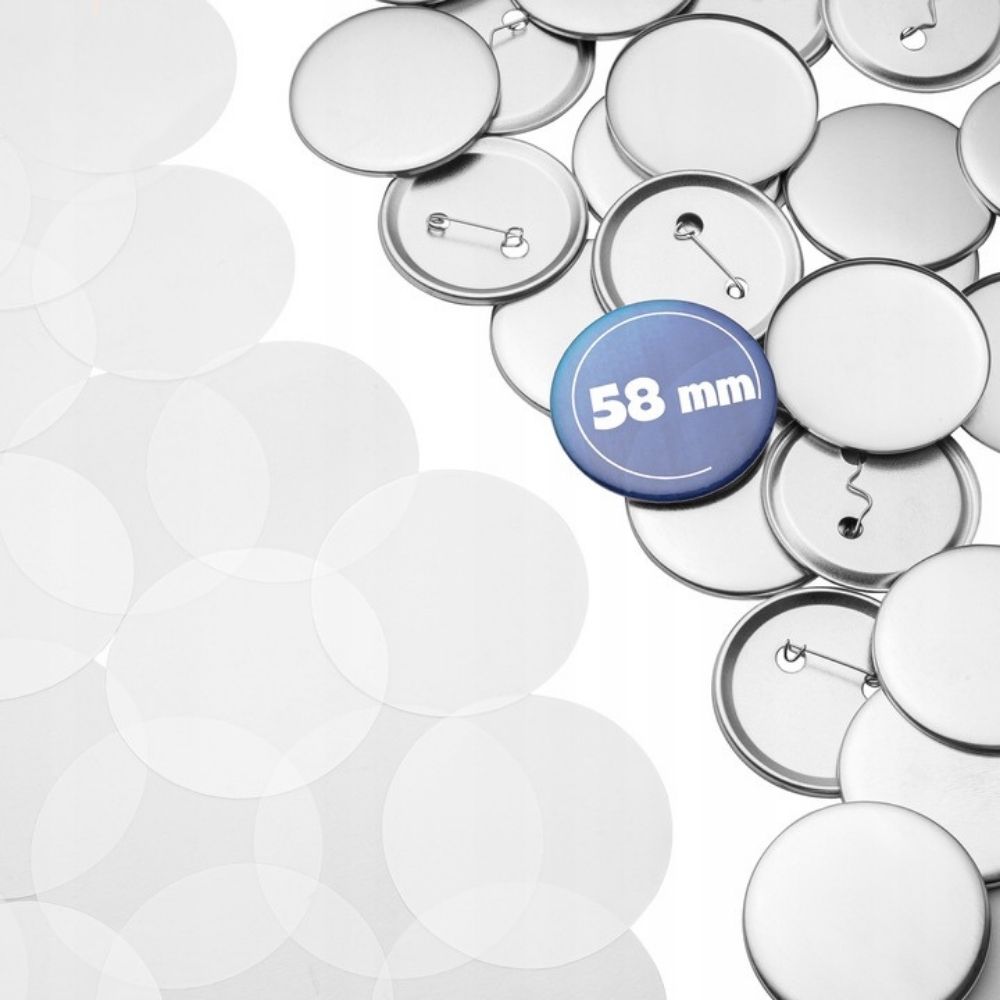 Komponenty do przypinek 58 mm z agrafką – zestaw 100 sztuk